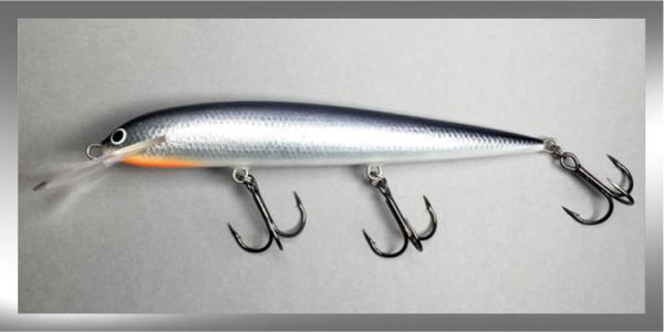 Karikko Wobbler, Länge: 18 cm, Farbe: Weissfisch Schwarz-Silber 014, schwimmend, von Suomen Uistin The Finnish Lure Company (Jarmo Rapala)